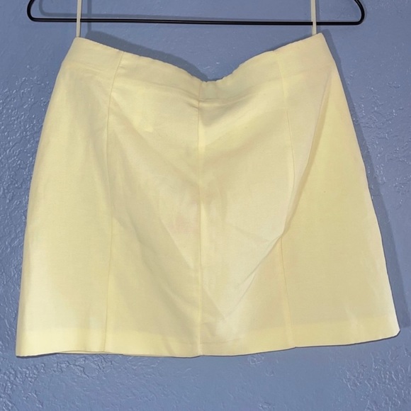 Zara Yellow Linen Mini Skirt Size Small - Picture 3 of 9